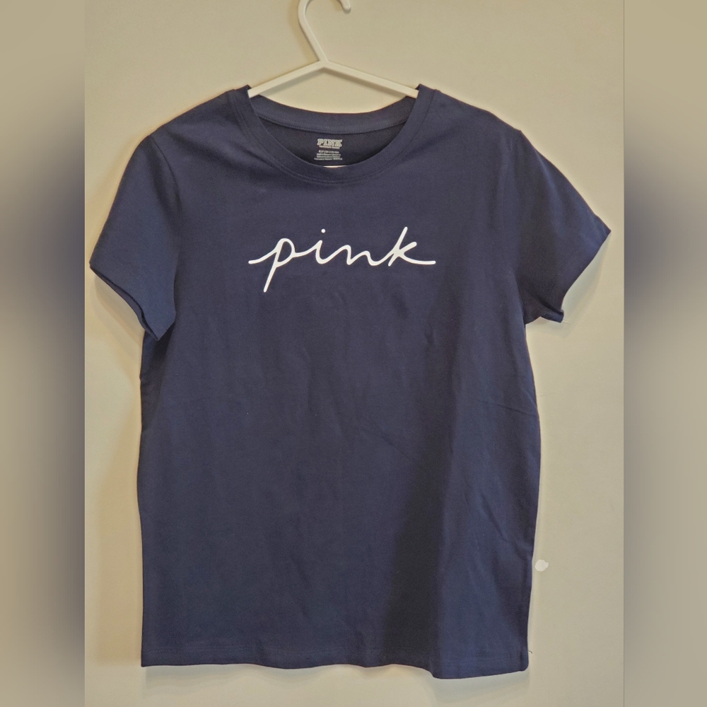 106. Victoria's Secret Pink -  Navy Blue T-Shirt - Size Small